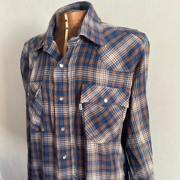 Levis Vintage Plaid Western Shirt with Pearl Snaps Size Medium - Picture 1 of 4